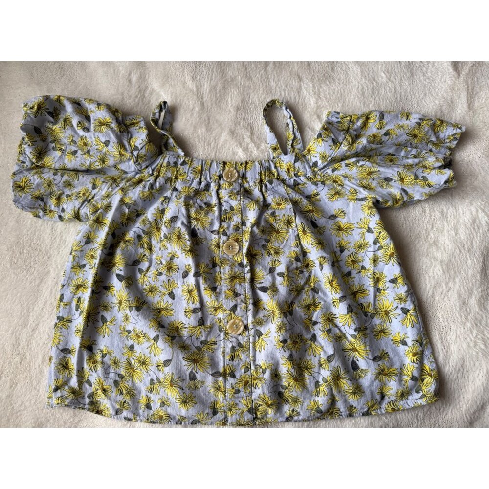 Zara Blue and Yellow Floral Top